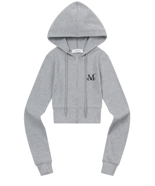 MUCENT(ムセント)の「A'GEM/9 × .kom 『MUCENT/ムーセント』 ZINEW SET UP SLIM FIT CROP HOOD ZIP-UP/スリムフィットクロップジップアップパーカー(パーカー・レディース・グレー/ブラック/ホワイト・FREE)」の8枚目の写真