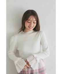 【ZOZO限定】カットフラワーレースカフスニットトップス