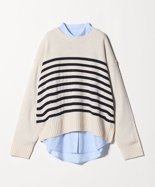A DAY IN THE LIFE UNITED ARROWS(アデイインザライフユナイテッドアローズ)の「バルキーアクリル ニット+シャツ ‐ウォッシャブル‐<A DAY IN THE LIFE>(ニット/セーター・レディース・その他1/ベージュ/ダークグレー/ターコイズブルー系・FREE)」の1枚目の写真