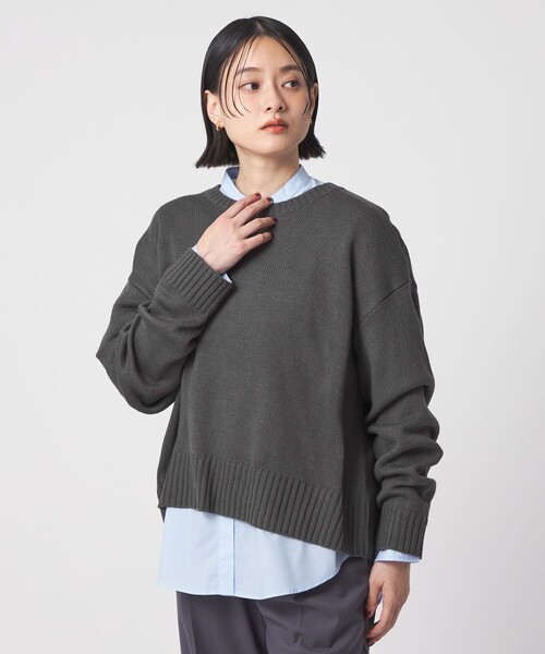 A DAY IN THE LIFE UNITED ARROWS(アデイインザライフユナイテッドアローズ)の「バルキーアクリル ニット+シャツ ‐ウォッシャブル‐<A DAY IN THE LIFE>(ニット/セーター・レディース・その他1/ベージュ/ダークグレー/ターコイズブルー系・FREE)」の2枚目の写真