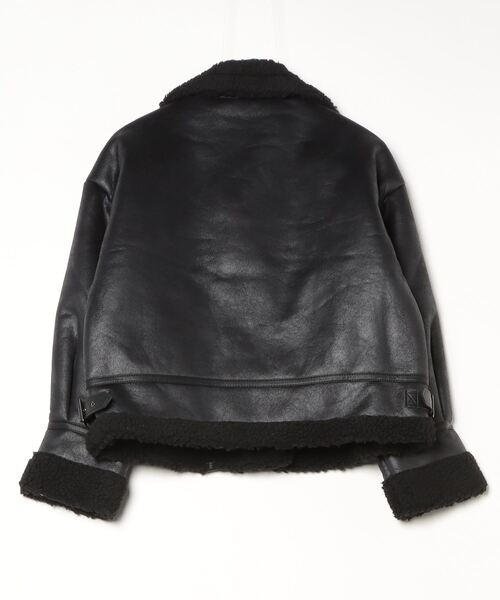 REFLEM ライダース ジャケット レザー ボア セール】ボア切り替え フェイクレザージャケット（ライダース