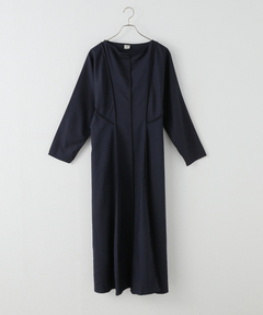 サテンオープンカラーフレアワンピース（ワンピース）｜anuans（ア