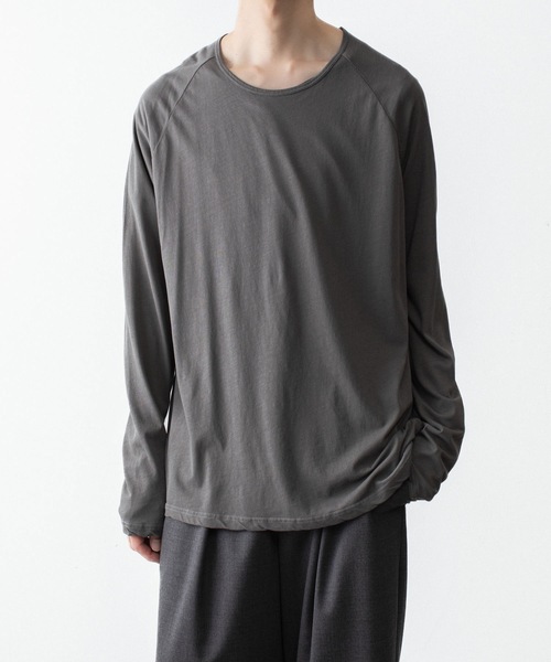ATTACHMENT(アタッチメント)の「100/3 ハイツイスト ジャージー ラグラン L/S TEE / 100/3 HIGH TWIST JERSEY RAGLAN L/S TEE(Tシャツ/カットソー・メンズ・ライトオレンジ系/ブラック/グレー/ホワイト・2/3)」の3枚目の写真