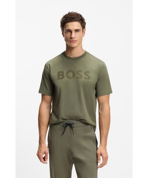 BOSS(ボス)の「リラックスフィットTシャツ ストレッチコットン トーナルロゴ(Tシャツ/カットソー・メンズ・カーキ/ダークブルー・S/XL/L/M/XXL)」の1枚目の写真