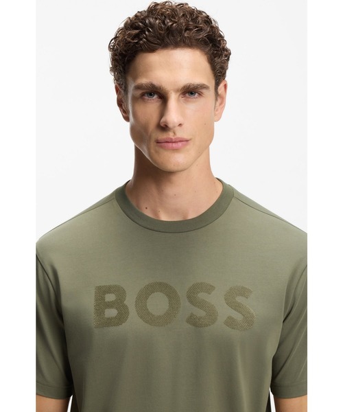 BOSS(ボス)の「リラックスフィットTシャツ ストレッチコットン トーナルロゴ(Tシャツ/カットソー・メンズ・カーキ/ダークブルー・S/XL/L/M/XXL)」の3枚目の写真