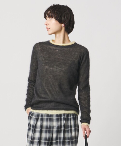 UNITED ARROWS（ユナイテッドアローズ）の「モヘヤ クルーネック ニット（ニット/セーター・レディース・ダークグレー/クリーム・FREE）」の3枚目の写真
