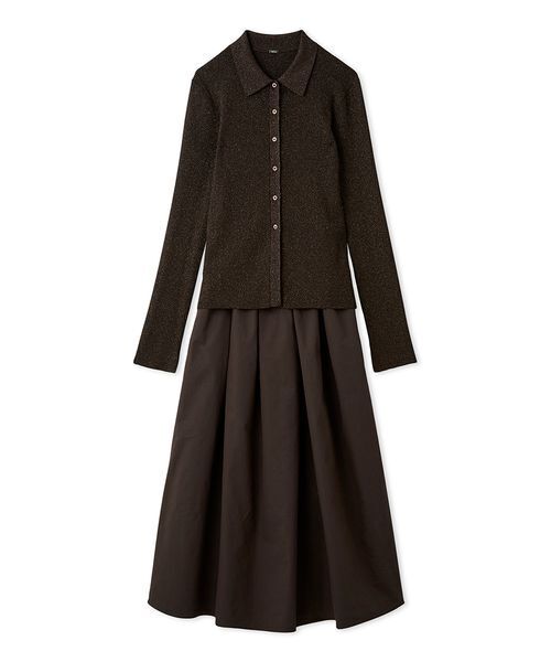 Mila Owen（ミラオーウェン）の「【セットアイテム】ポロ衿ニットタックフレアスカートコーデSET（ワンピース・レディース・ブラック/ブラウン/チェック・0/1）」の22枚目の写真