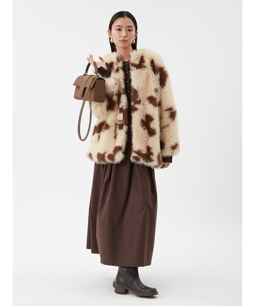 Mila Owen（ミラオーウェン）の「【セットアイテム】ポロ衿ニットタックフレアスカートコーデSET（ワンピース・レディース・ブラック/ブラウン/チェック・0/1）」の10枚目の写真