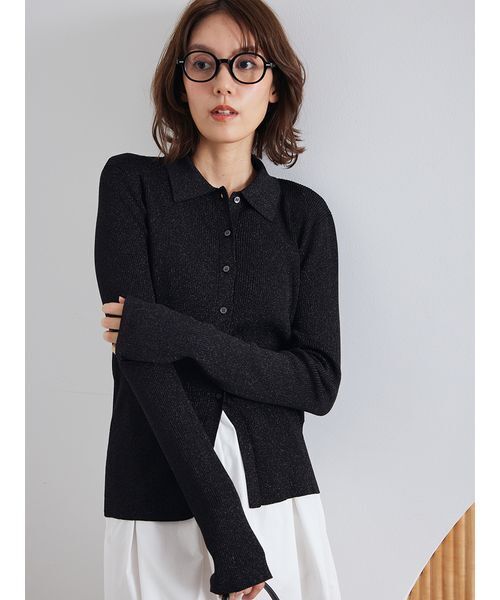 Malbon Golf⚪️⚫️チェッカー柄ポロニット スカートセット✨美品 セットアイテム】ポロ衿ニットタックフレアスカートコーデSET