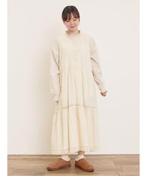【S/Mサイズ】レースティアードノースリーブワンピース
