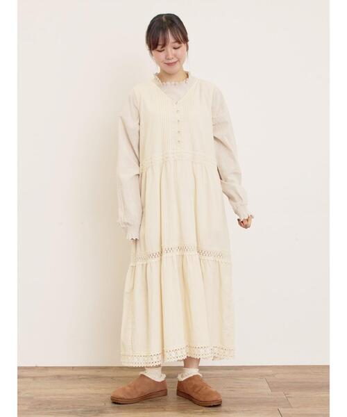 Samansa Mos2（サマンサ モスモス）の「【S/Mサイズ】レースティアードノースリーブワンピース（ワンピース・レディース・キナリ/レッド/ブラック・S/M）」の2枚目の写真