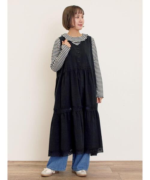 Samansa Mos2（サマンサ モスモス）の「【S/Mサイズ】レースティアードノースリーブワンピース（ワンピース・レディース・キナリ/レッド/ブラック・S/M）」の3枚目の写真