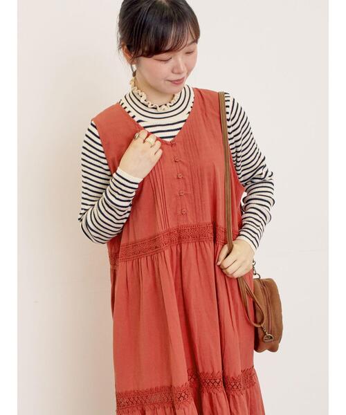 Samansa Mos2（サマンサ モスモス）の「【S/Mサイズ】レースティアードノースリーブワンピース（ワンピース・レディース・キナリ/レッド/ブラック・S/M）」の4枚目の写真