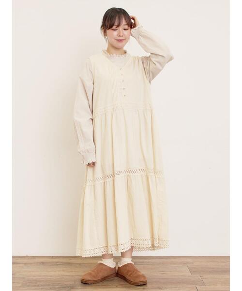 Samansa Mos2（サマンサ モスモス）の「【S/Mサイズ】レースティアードノースリーブワンピース（ワンピース・レディース・キナリ/レッド/ブラック・S/M）」の14枚目の写真