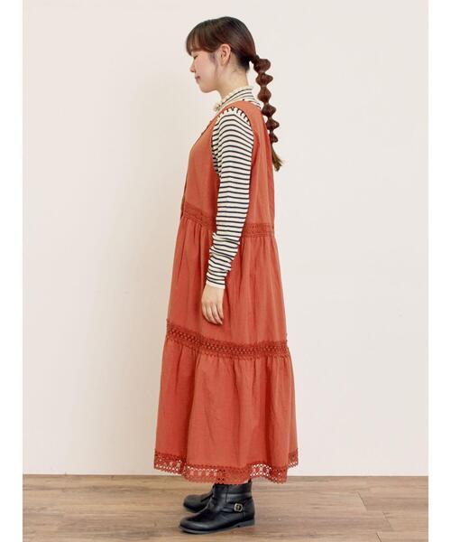 Samansa Mos2（サマンサ モスモス）の「【S/Mサイズ】レースティアードノースリーブワンピース（ワンピース・レディース・キナリ/レッド/ブラック・S/M）」の16枚目の写真