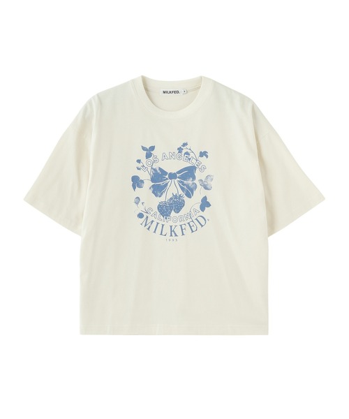 MILKFED.（ミルクフェド）の「WATERCOLOR STRAWBERRY WIDE S/S TEE（Tシャツ/カットソー・レディース・オフホワイト/ライトピンク/チャコール・L/M）」の12枚目の写真