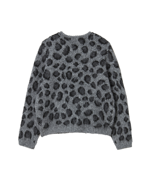 セール】レオパードジャカードカーディガン[メランジグレー