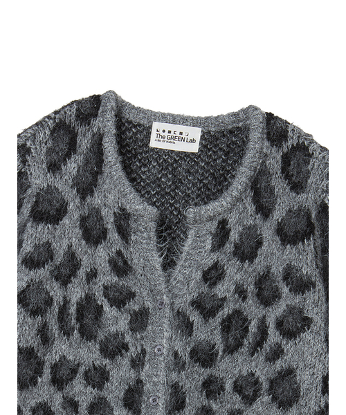 セール】レオパードジャカードカーディガン[メランジグレー