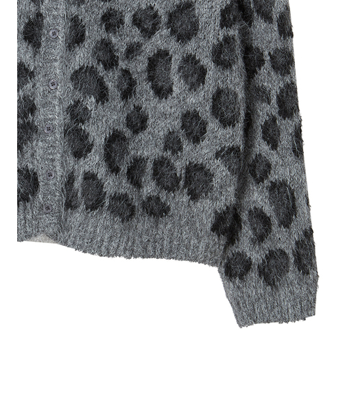 セール】レオパードジャカードカーディガン[メランジグレー