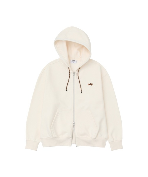 Twist Brushed Hoodie Zip-Up Cream