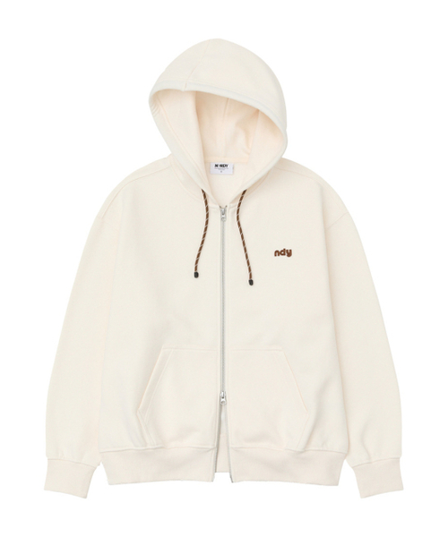 Twist Brushed Hoodie Zip-Up Cream