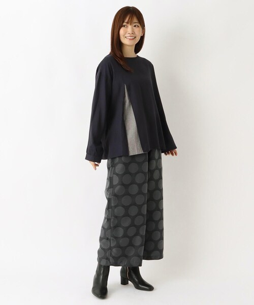 one'sterrace(ワンズテラス)の「ドットジャカード 9分丈セミワイドパンツ(その他パンツ・レディース・ダークブラウン系8/グレー系4/グレー系その他7・02)」の13枚目の写真