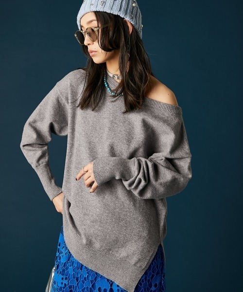 GEVS.(ジェイヴィス)の「ボートネックニットプルオーバー<大きいサイズ有>GEVS.(ニット/セーター・レディース・サックスブルー/グレー・5L/3L/LL/L/M/4L)」の2枚目の写真