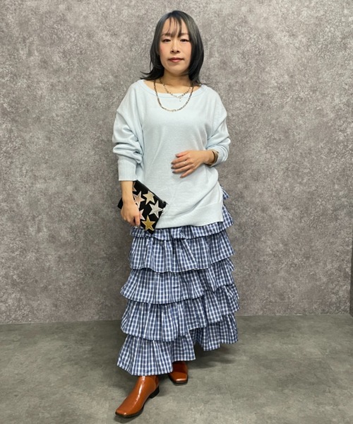 GEVS.(ジェイヴィス)の「ボートネックニットプルオーバー<大きいサイズ有>GEVS.(ニット/セーター・レディース・サックスブルー/グレー・5L/3L/LL/L/M/4L)」の3枚目の写真