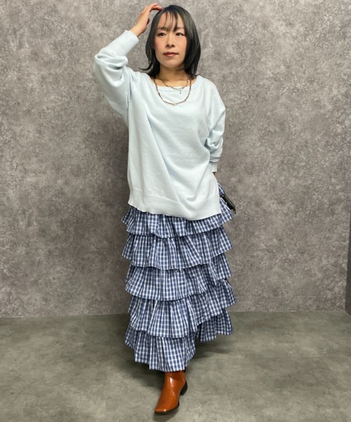 GEVS.(ジェイヴィス)の「ボートネックニットプルオーバー<大きいサイズ有>GEVS.(ニット/セーター・レディース・サックスブルー/グレー・5L/3L/LL/L/M/4L)」の4枚目の写真