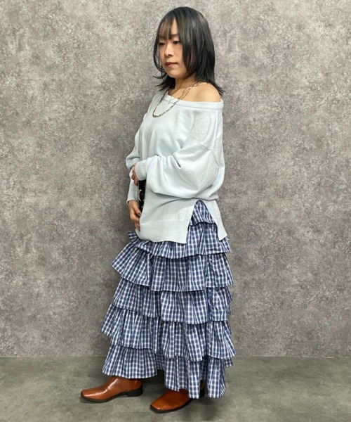 GEVS.(ジェイヴィス)の「ボートネックニットプルオーバー<大きいサイズ有>GEVS.(ニット/セーター・レディース・サックスブルー/グレー・5L/3L/LL/L/M/4L)」の5枚目の写真