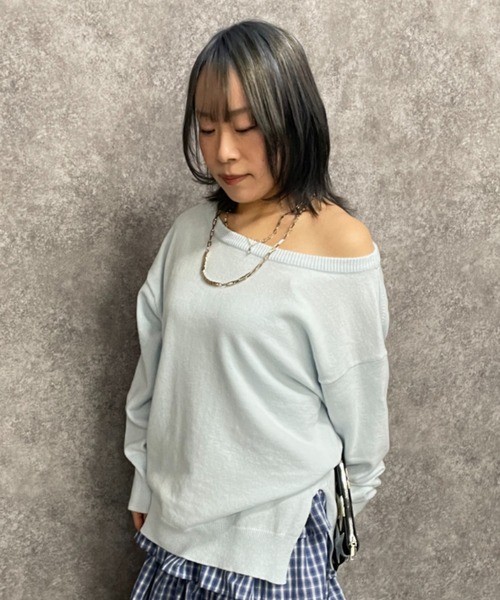 GEVS.(ジェイヴィス)の「ボートネックニットプルオーバー<大きいサイズ有>GEVS.(ニット/セーター・レディース・サックスブルー/グレー・5L/3L/LL/L/M/4L)」の6枚目の写真