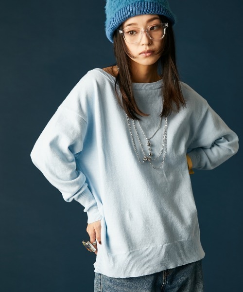 GEVS.(ジェイヴィス)の「ボートネックニットプルオーバー<大きいサイズ有>GEVS.(ニット/セーター・レディース・サックスブルー/グレー・5L/3L/LL/L/M/4L)」の7枚目の写真