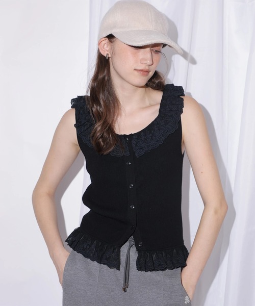 Rirandture(リランドチュール)の「カットワークレースフリルタンク(ニット/セーター・レディース・ホワイト/ライトブルー/ブラック・2)」の12枚目の写真