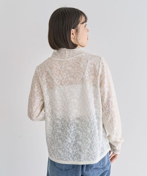 Green　Parks（グリーンパークス）の「レースハイネックプルオーバー（Tシャツ/カットソー・レディース・ブラック/カーキ/アイボリー・FREE）」の11枚目の写真