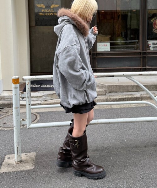 w closet(ダブルクローゼット)の「ファーフードZIPパーカー(パーカー・レディース・グレー/アイボリー/ブラウン・FREE)」の21枚目の写真