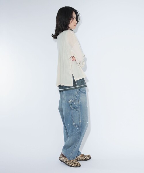 Lee（リー）の「【別注】Lee × maturely / リメイク ユーズド パンツ（デニムパンツ・レディース・インディゴブルー・ONE SIZE）」の4枚目の写真