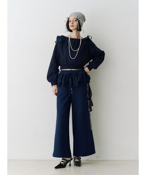 jouetie（ジュエティ）の「レースドッキングスウェットパンツ【セットアップ対応】（スウェットパンツ・レディース・ネイビー/グレー/ブラック・MEDIUM）」の16枚目の写真