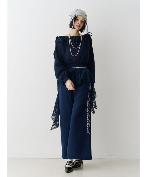 jouetie（ジュエティ）の「レースドッキングスウェットパンツ【セットアップ対応】（スウェットパンツ・レディース・ネイビー/グレー/ブラック・MEDIUM）」の17枚目の写真