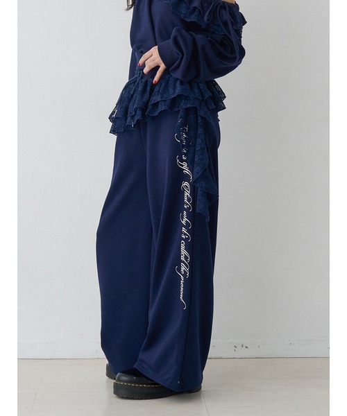 jouetie（ジュエティ）の「レースドッキングスウェットパンツ【セットアップ対応】（スウェットパンツ・レディース・ネイビー/グレー/ブラック・MEDIUM）」の3枚目の写真