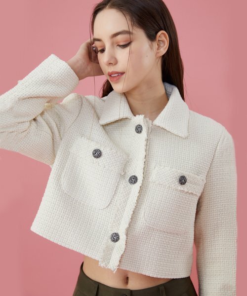 KOLEAT(コレット)の「WOMENクロップデイリーカラーツイードジャケット【IVORY】ブレザーver。(テーラードジャケット・レディース・その他・FREE)」の1枚目の写真