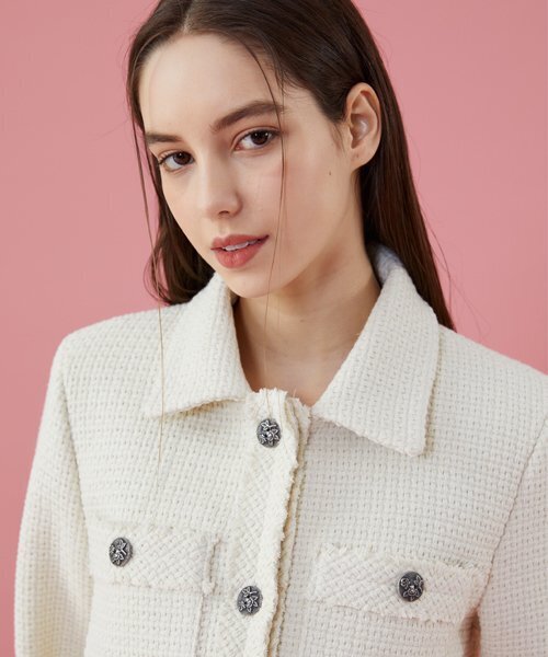 KOLEAT(コレット)の「WOMENクロップデイリーカラーツイードジャケット【IVORY】ブレザーver。(テーラードジャケット・レディース・その他・FREE)」の2枚目の写真