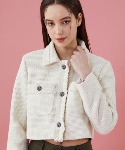 KOLEAT(コレット)の「WOMENクロップデイリーカラーツイードジャケット【IVORY】ブレザーver。(テーラードジャケット・レディース・その他・FREE)」の3枚目の写真