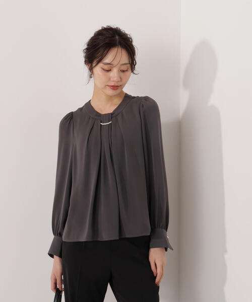 PROPORTION BODY DRESSING（プロポーションボディドレッシング）の「パール付きベーシックブラウス / 1216110004（シャツ/ブラウス・レディース・ピンク/ホワイト系その他/ダークグレー・MEDIUM/SMALL）」の18枚目の写真