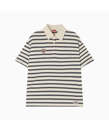 Multi Stripe Collar T Shirt_Navy Ivory