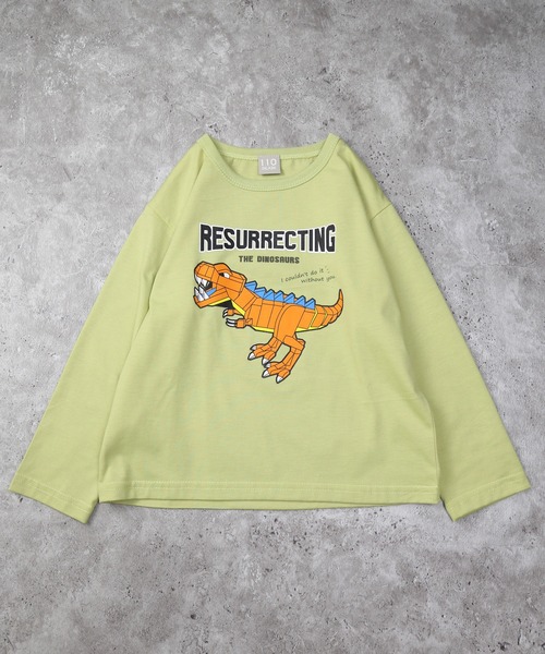 DILASH(ディラッシュ)の「恐竜プリント長袖Tシャツ(Tシャツ/カットソー・キッズ・ブルー/黄緑系・90/100/110/120/130/140)」の2枚目の写真