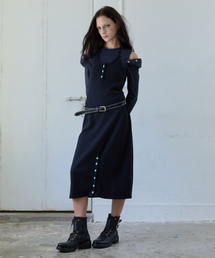 HERETIC（ヘレティック）の「BUTTON HALTER NECK DRESS / black（ワンピース）」