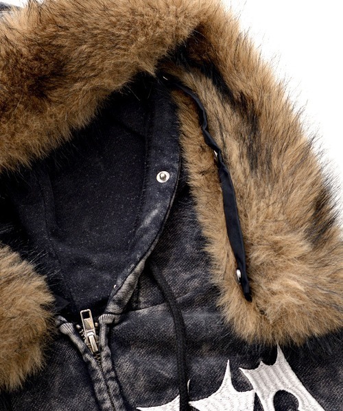 SILVER BULLET（シルバーバレット）の「『SILVER BULLET SELECT AP/シルバーバレットセレクト』フェイクファー付き長袖ZIPパーカー（パーカー・メンズ・ブラック/チャコール・M/L）」の7枚目の写真