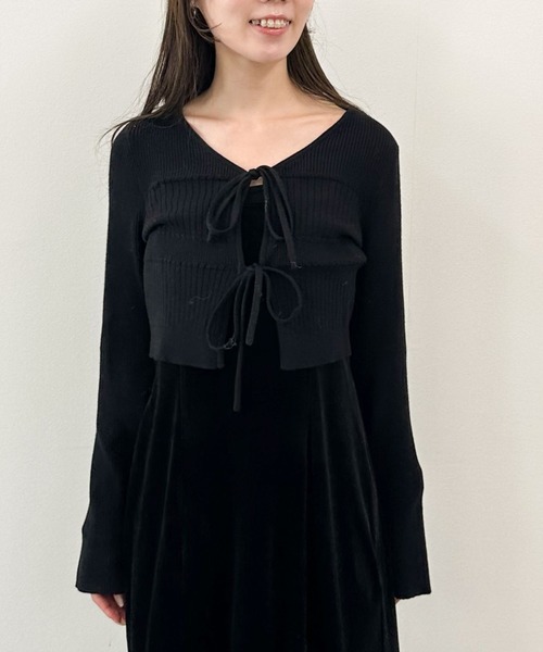 archives(アルシーヴ)の「ランダムリブニットカーデ×ベロアキャミワンピースSET(ワンピース・レディース・ブラック/ブルーグレー/ブラウン・MEDIUM)」の20枚目の写真