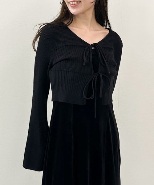 archives(アルシーヴ)の「ランダムリブニットカーデ×ベロアキャミワンピースSET(ワンピース・レディース・ブラック/ブルーグレー/ブラウン・MEDIUM)」の19枚目の写真