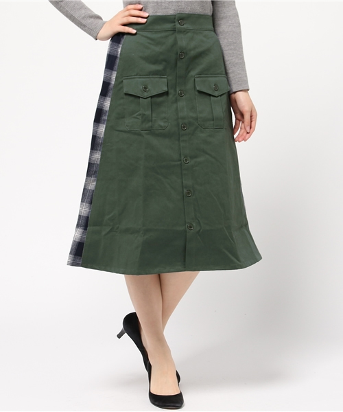 OUTLET（アウトレット）の「【Kastane】チェック切替SK（スカート・レディース・ブラック/ベージュ/グリーン・FREE）」の3枚目の写真